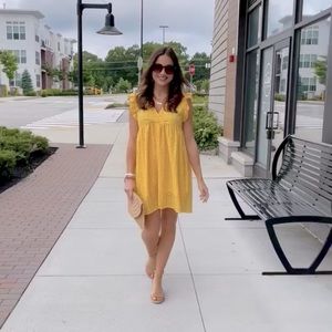 Yellow Eyelet Dress LARGE